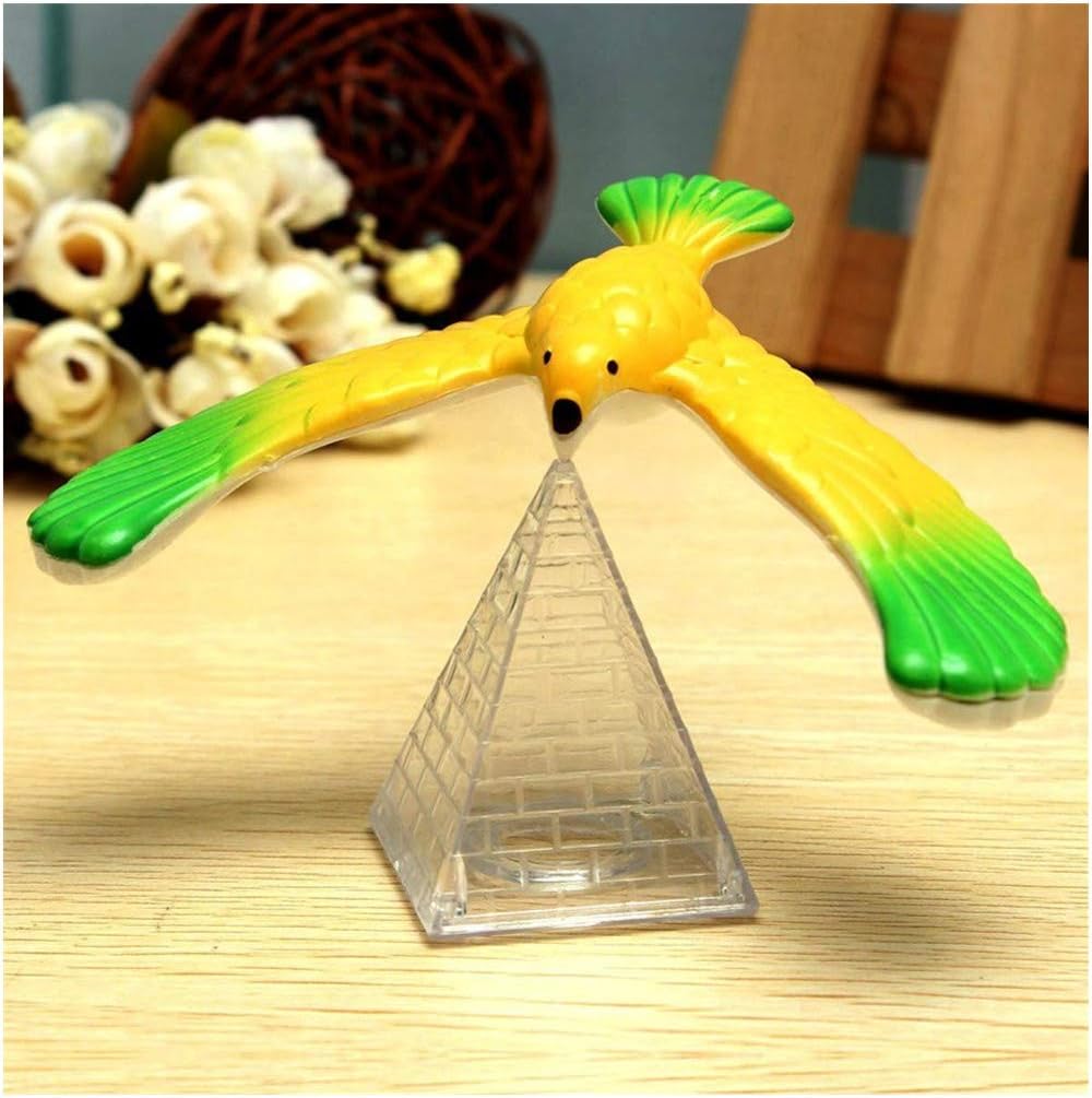 Wenini Balancing Eagle Toy - Amazing Balancing Eagle with Pyramid Stand Magic Bird Desk Toy Fun Learn Kids' Gift (Multicolor)