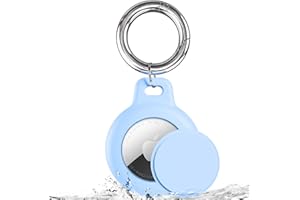 INESORE IPX8 Waterproof AirTag Keychain Holders for Apple AirTag, with Silicone Air Tag Case, Key Ring, Chain, and Compatibility with GPS Item Finders - Essential Accessory(Blue)
