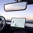 2PCS Protector Trim Frame Compatible with Tesla Model 3 Y 2019-2024 2025 Screen Edge Frame Rearview Mirror Cover Interior Silicone Decorations Center Console Decor Highland Juniper Accessories (Black)