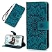 iPhone X Case, iPhone 10 Wallet Case PU Leather Embossed Sunflower Magnetic Closure Credit Card Holder Flip Stand Folio Protective Cover Case for iPhone X / iPhone 10, Blue