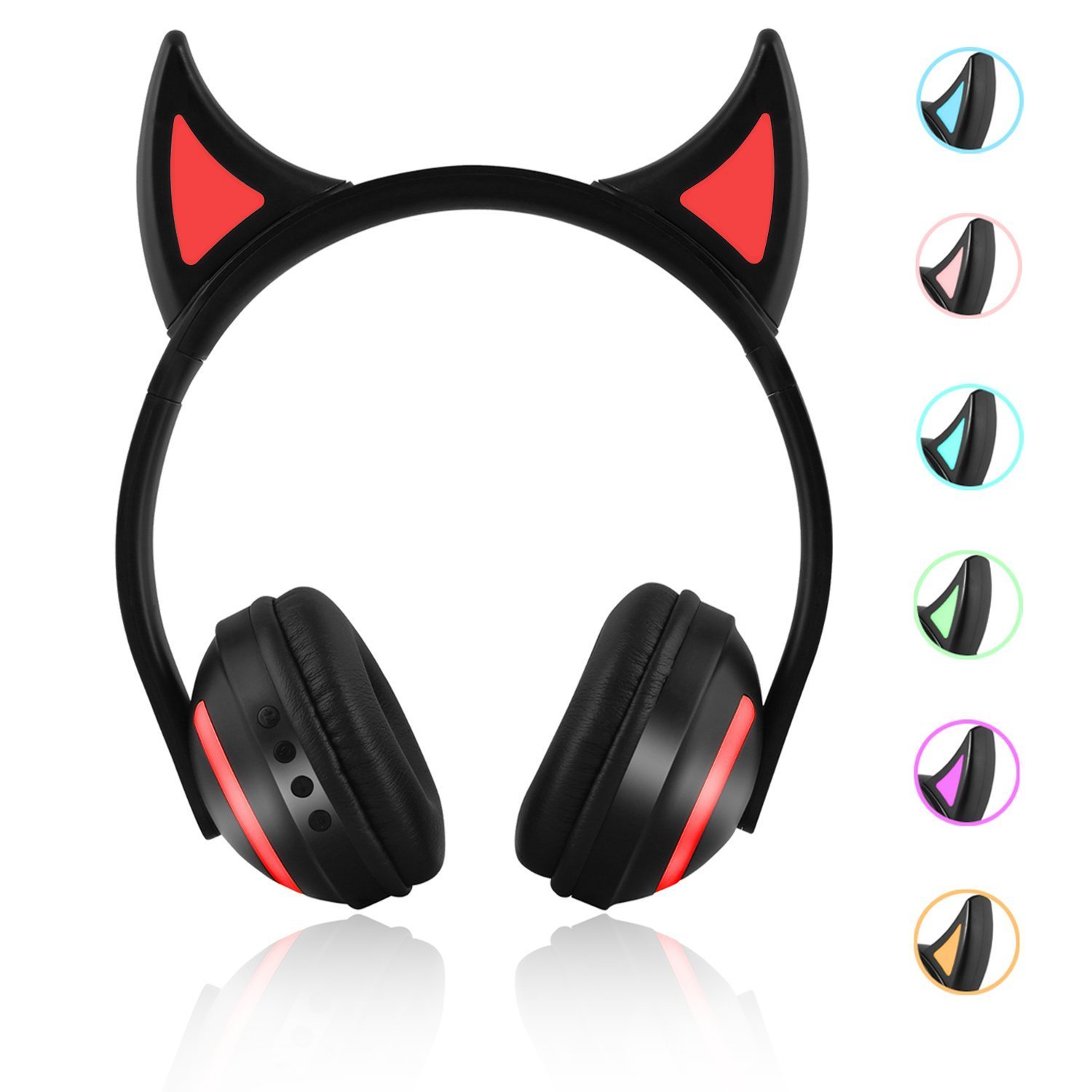 Wireless Bluetooth LED Devil Ear Headphones for Girls boy with 7 Colors
