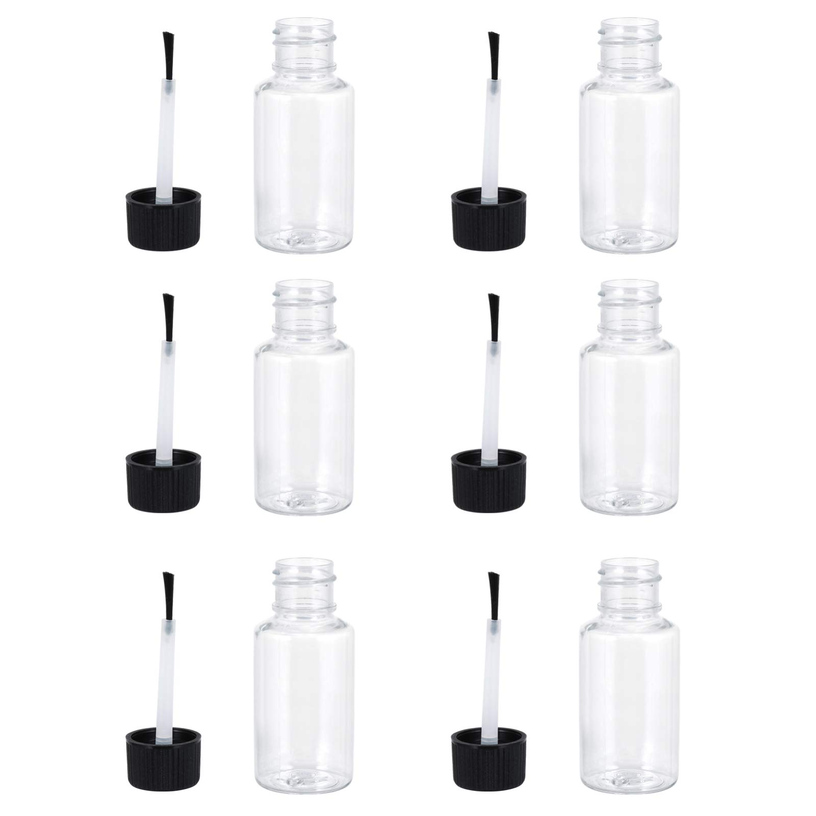 Healifty 6pcs 20ml Empty Nail Polish Bottle Refillable Nail Polish Nail Touch Up Bottle with Brush for Nail Make Up