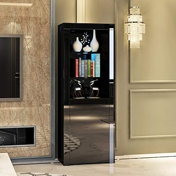 Kather Modern White Matt High Gloss Display Cabinet Led Lights