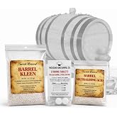 Oak Aging Barrel Restoration &amp; Maintenance Kit, 1 to 5 Liter Mini Barrels | Cleaning Solution, Sterilizing &amp; Storing Tablets, Bourbon &amp; Wine Barrel Care Accessories, Prevent Wooden Barrel Drying