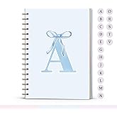 foedor Blue Bow Journal Notebook for Girls,Initial A Journals Personalized Diary Gifts for Teen Girl Kids,Monogrammed Gifts for Women,Trendy Coquette Cute Hardcover Spiral Notebook 5.5 x 8.3