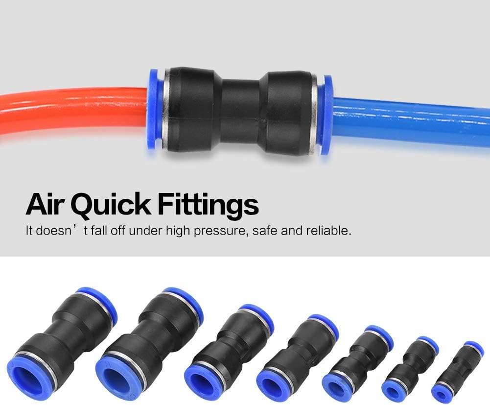 Hlyjoon 35Pcs Push in Quick Release Fitting Connectors OD 4/6/8/10/12/14/16mm Air Hose Pneumatic Straight Connector Air Push Quick Fittings - Image 4