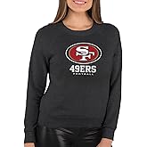 Team Fan Apparel Women's NFL Ultimate Fan Logo Slouchy Crewneck -Tagless Fleece Lightweight Pullover - Officially Licensed