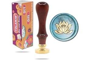 YOLAKIS Lotus Wax Seal Stamp Lotus Seal Stamp Retro Wood Sealing Stamp for Wedding Envelopes Invitation Decoration (Lotus)