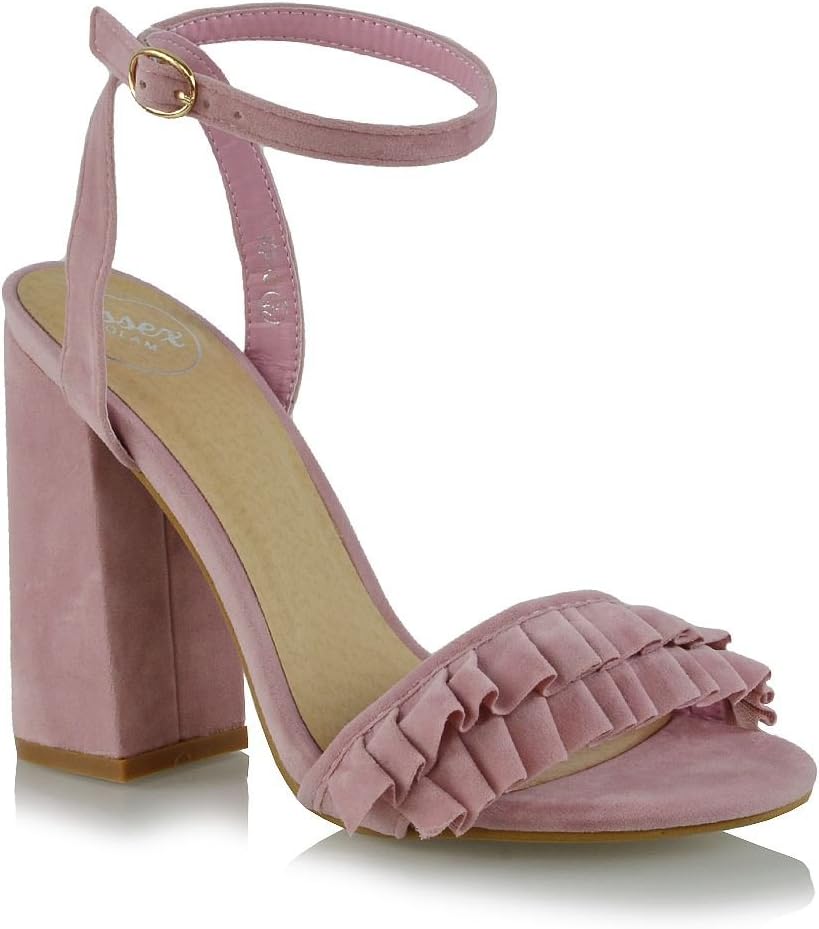 Womens High Heel Strappy Sandals Ladies Peep Toe Crossover Ankle Strap Shoes 3-8