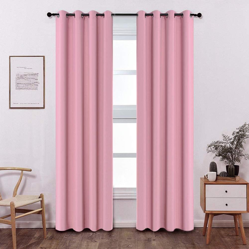Colokey Blackout Curtain Shade Insulation Curtain for Bedroom Living Room Balcony Curtain,Peach Pink,52x95-inch,1 Panel