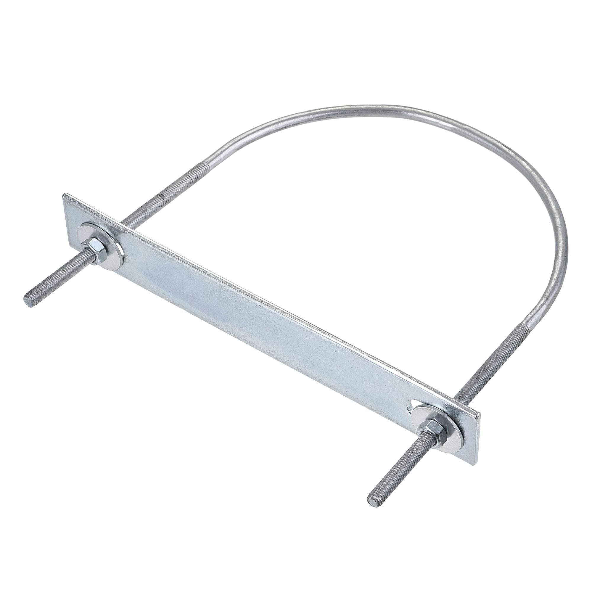 MACHSWON Round U-Bolt,1 Set Zinc Plated Alloy Steel M6 U Bolts 142mm(5.6") Inner Width 186mm Length with Nuts and Frame Plate for Automobiles Boat Trailer