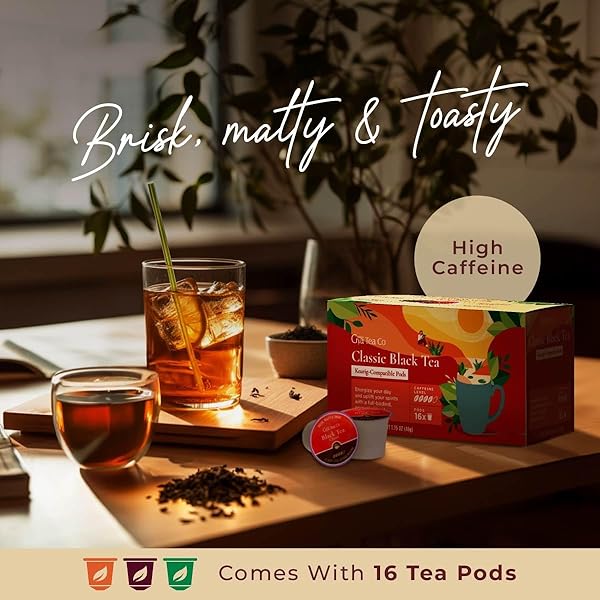 GYA TEA CO CAFFEINATED CLASSIC BLACK TEA POD (16 COUNT) – SMOOTH, FLAVOURFUL, ROBUST, ENJOY HOT OR ICED