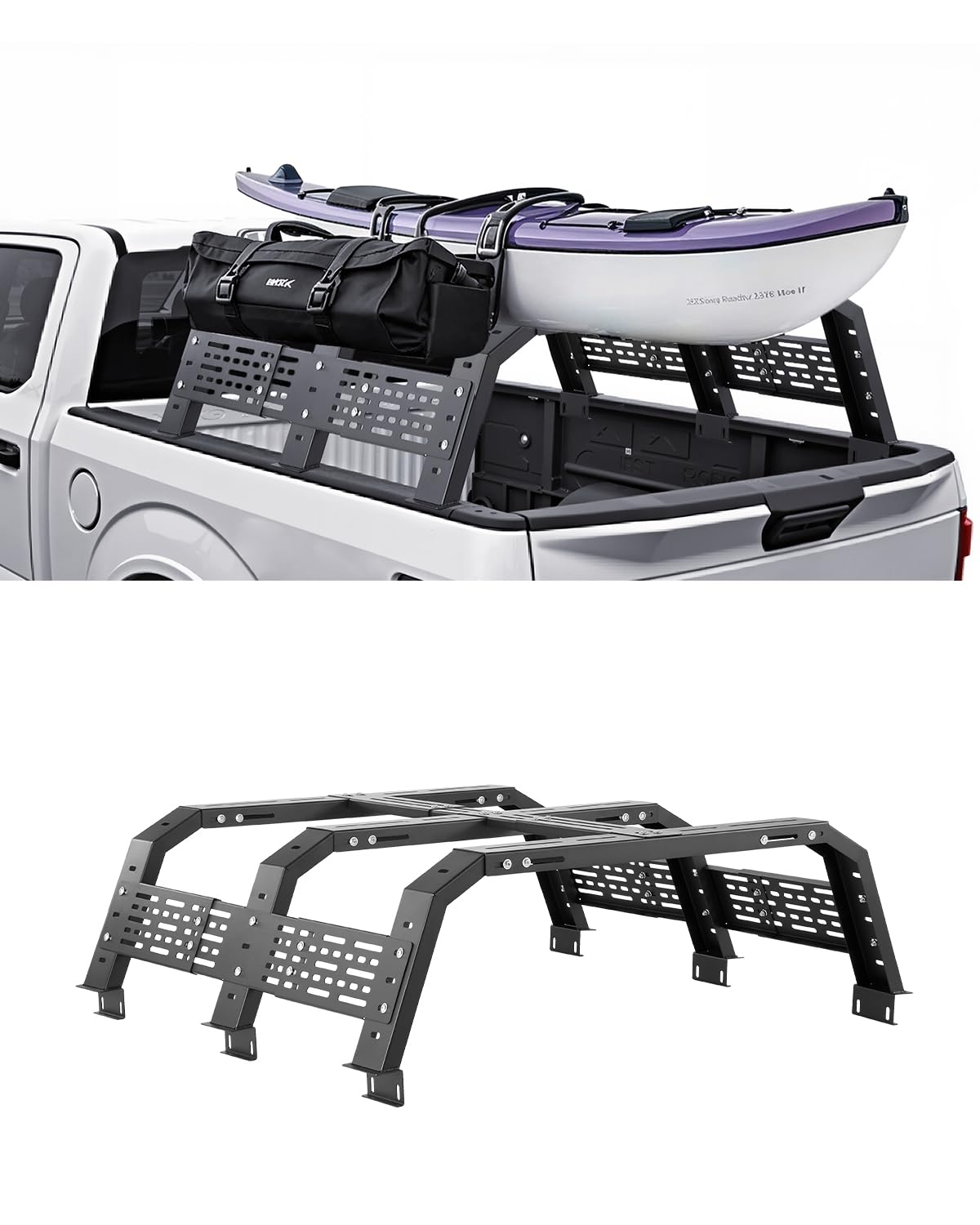Photo 1 of VEVOR Overland Truck Bed Rack, 49.2-67.9 in Width, Adjustable Overland Bed Cargo Rack with Sidebar, 900 lbs Static Capacity, Heavy Duty Steel, for Mid-Size Trucks, Compatible with Tacoma