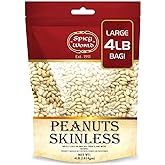 Spicy World Skinless Peanuts, Blanched Raw Peanuts (Uncooked, Unsalted) 4 Pound (64oz) ~ All Natural USA Grown