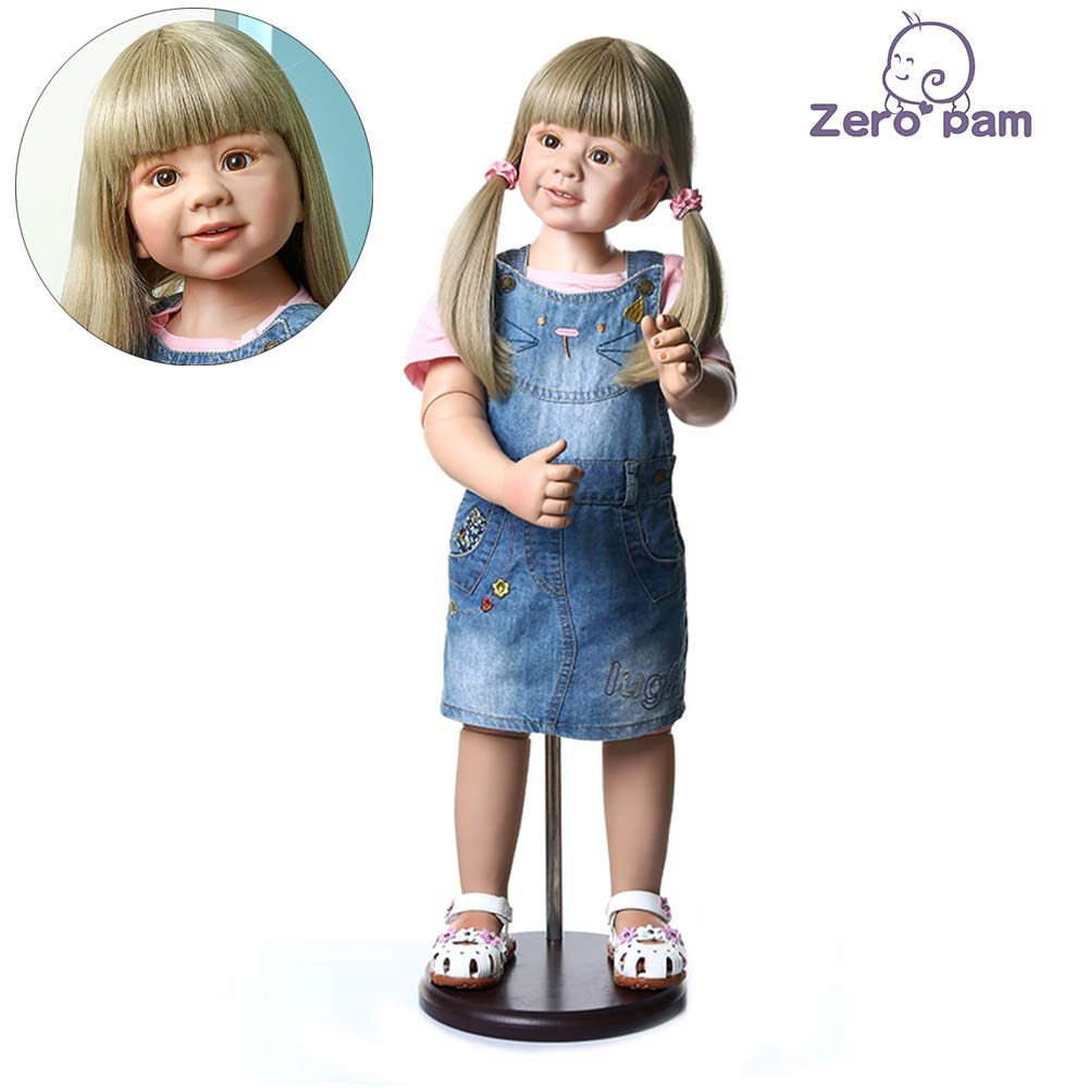 Zero Pam 34 Inches Standing Toddler Girls Reborn Dolls Full Body Vinyl Ball Jointed Structure Alive 