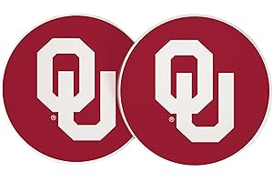 Desert Cactus The University of Oklahoma Car Accessories OU Sooners Absorbent Sandstone Cup Coasters Licensed Product Set of 2 (Design A)
