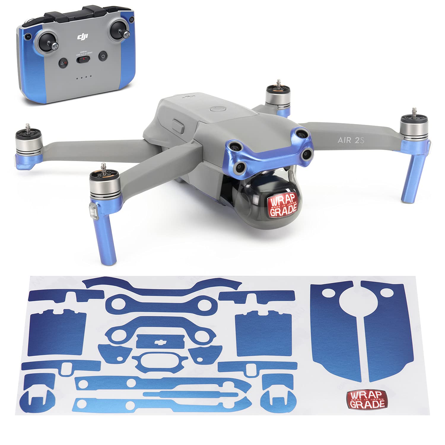 Wrapgrade Skin Compatible with DJI Air 2S | Accent Color A (CELESTE BLUE) — image 1