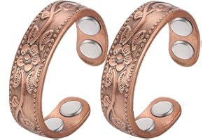 Cigmag Copper Rings for Women 99% Pure Copper Ring Adjustable with Present Box (2PCS Plum)
