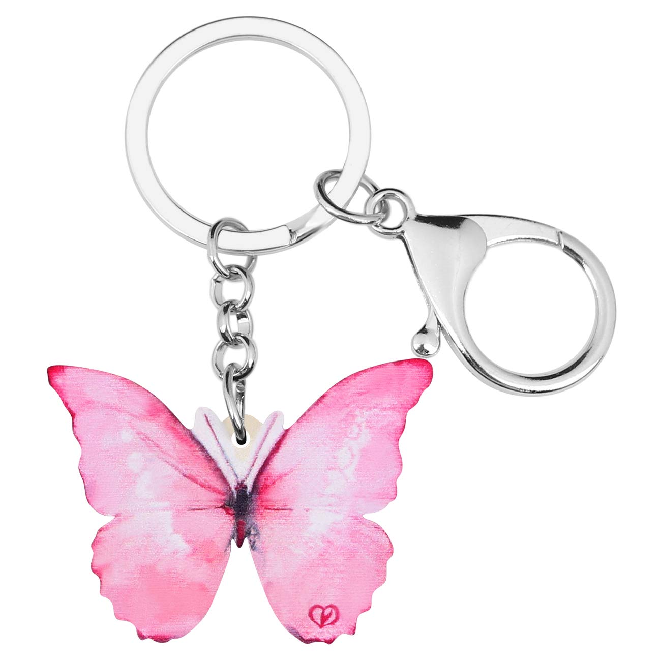 DUOWEI Vivid Acrylic Morpho Monarch Butterfly Keychain Handbag Charm Keyring Summer Gift for Women (Pink)