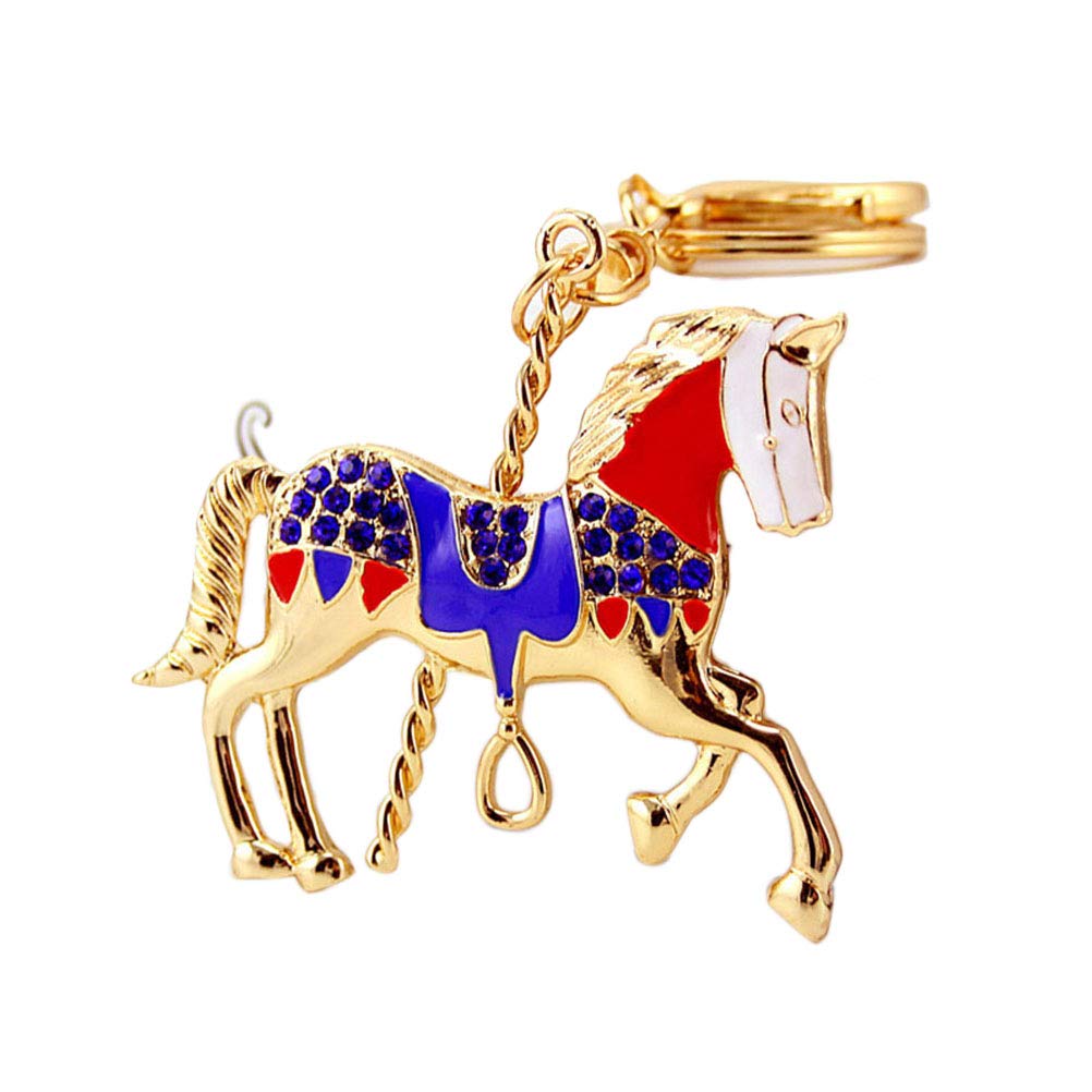 VORCOOL Cute Merry-Go-Round Rhinestone Keychain Car Keyring Purse Bag Pendant Decoration Hanging Keychain Accessory Creative Gift (Random Color)
