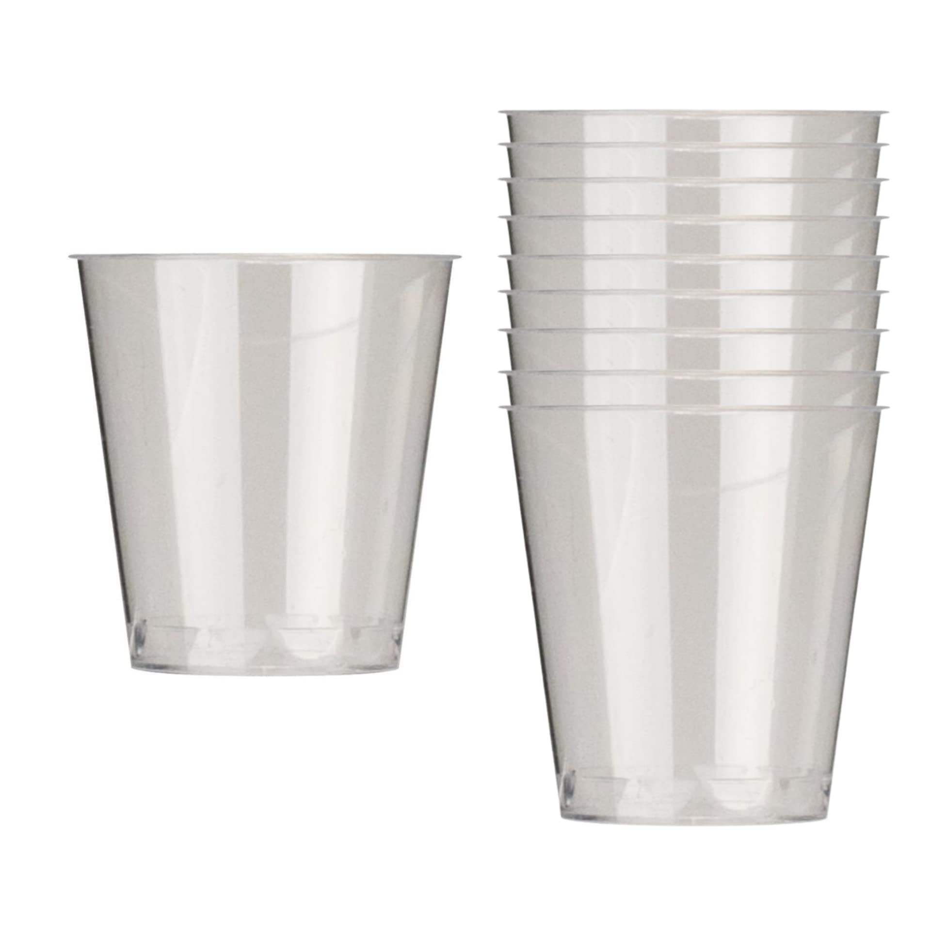AIOS Pack of 100 Plastic Shot Glasses - Multi Use Crystal Clear Sampling Cups 25ml / UK Single Measure