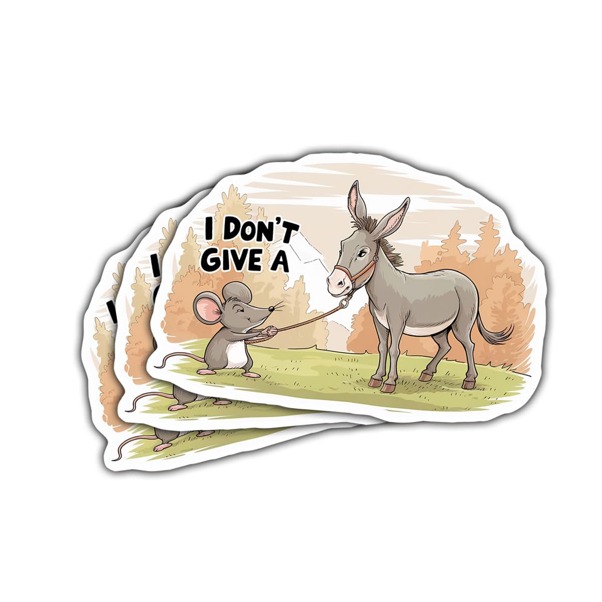 Photo 1 of (3PCS) I Don't Give A Rats Ass Mouse Donkey Sticker – Funny Sarcastic Vinyl Decal, Waterproof for Car, Truck, Van, SUV, Laptop, Window, Wall, Cup - 3 Inch