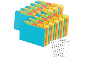 Chell 4x6 Poly Index Card Dividers, Heavyweight Index Card Guides A-Z for Flash Cards and Recipe Cards, with Alphabetical/Blank Stickers, Pack of 50