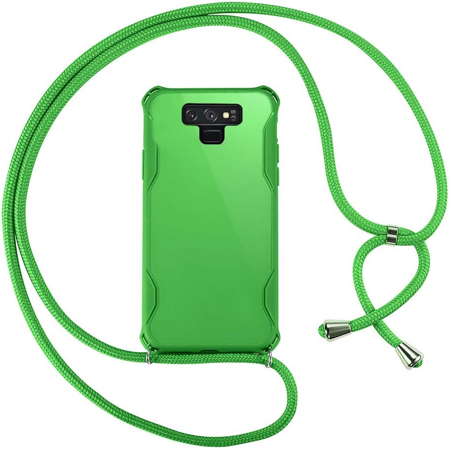xinyunew Crossbody Case for Samsung Galaxy Note 9 - color TPU Cell Phone Mobile Cover Holder with Neck Cord Lanyard Strap - Protective film/Green