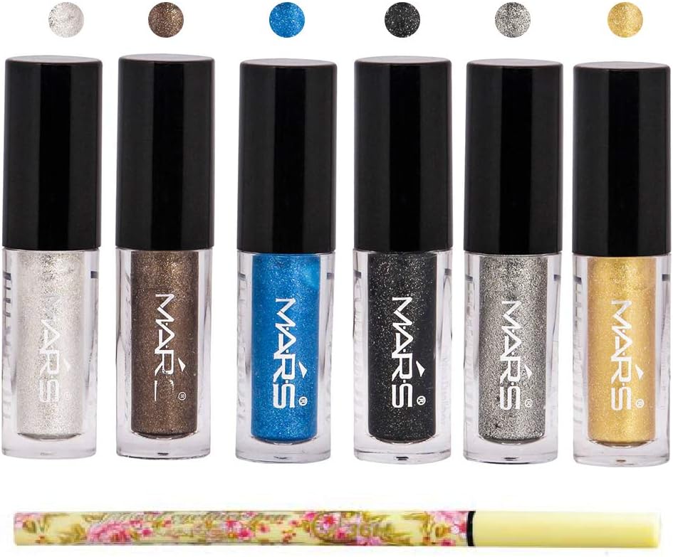 Adbeni Glitter Eyeliner In 6 Different Colors With Eyeliner Stick, GCI774