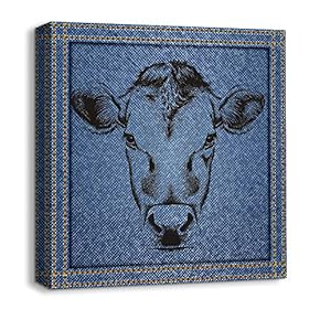 Canvas Wall Art Beautiful Jeans Fabric Feature Painting Artwork for Home Prints Framed - 12x12 inches