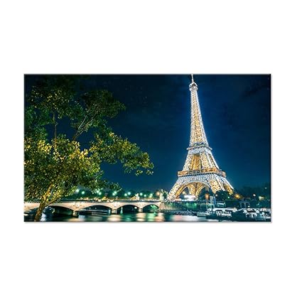 Amazon Com Kolo Wall Art Large Paris Eiffel Tower Night