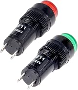 sourcing map AC 220V Neon Indicator Lights NXD-211 Red Green 10mm Panel Mount view 3