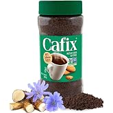 Cafix Instant Chicory Coffee Substitute, Caffeine Free, 7.05oz Glass Jar | Roasted barley and chicory instant grain beverage, a low acid coffee alternative, good hot or iced, Non-GMO Project Verified