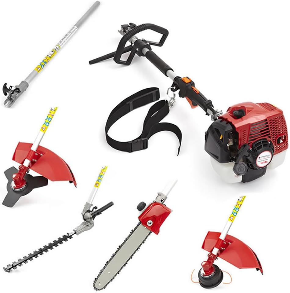 Trueshopping� 55cc Petrol Multi Tool Long Reach Multi Functional 5 In 1 Garden Power Tool Including: Hedge Trimmer, Grass Trimmer, Brush Cutter, Chainsaw Pruner & Free Extension Pole 2-Stroke 2.3KW / 3HP