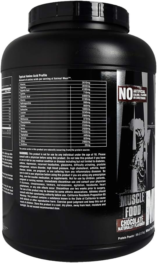 Animal Meal - All Natural High Calorie Meal Shake - Egg Whites, Beef Protein, Pea Protein, Chocolate, 5 Pound (3930): Health & Personal Care
