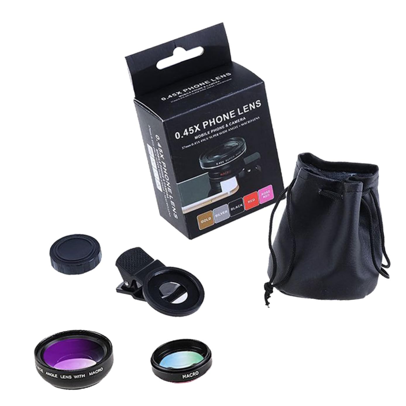 ABOOFAN Universal Clip On Phone Lens Macro Lens Black Mobile Photography with Lens for Smartphones Includes Lens Protector