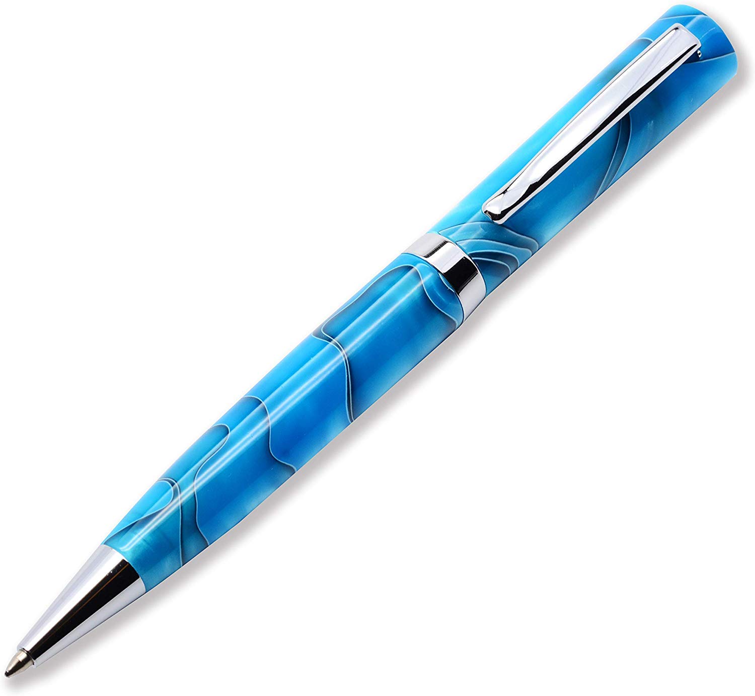 LACHIEVA LUX Marbled-Pattern Acrylic Ballpoint Pen – Smooth Writing, Elegant Design, Gift-Ready with Box & Extra Refill (Blue)