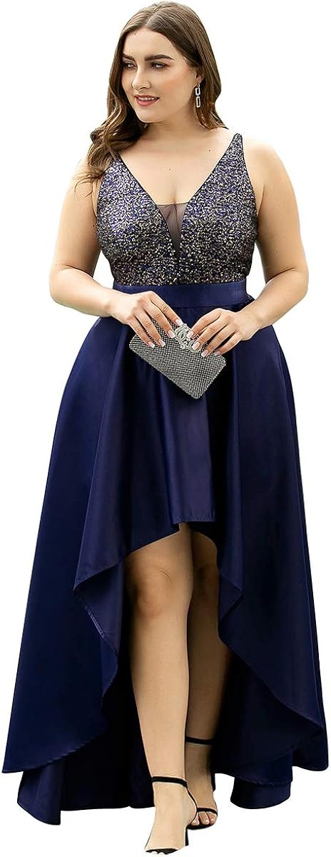 Ever-Pretty Vestidos de Fiesta Largo Corte Imperio Escote en V Chiffón Sin  Mangas con Apliques Mujer 00548 Mujer Ropa futakuchi-hakata.com