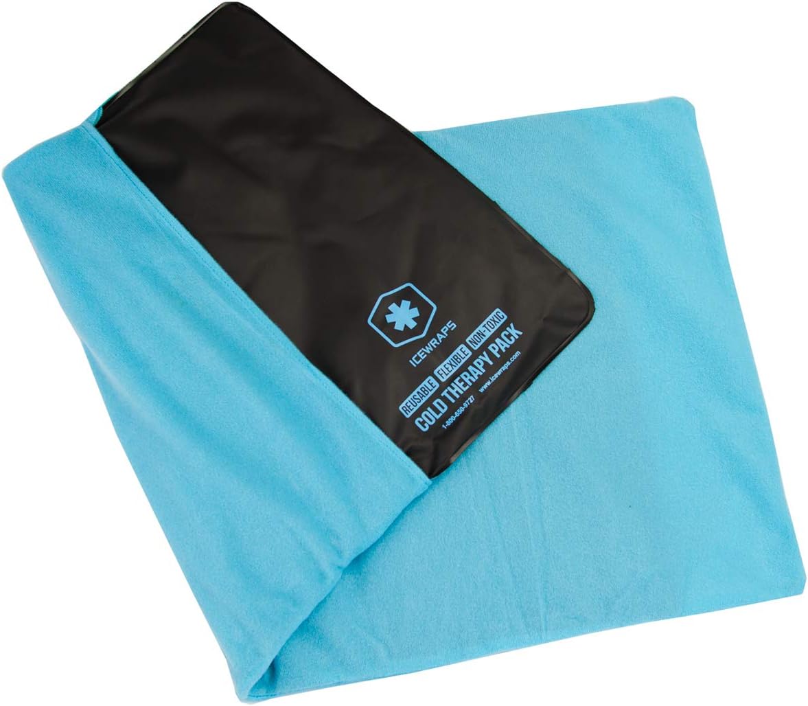 ICEWRAPS Oversize Ice Pack with Soft Fabric Cover - 12"x21” Reusable Flexible Cold Compress Therapy Wrap for Knee, Back, Hip, Sciatica Swelling, Injuries, and Pain Relief: Health & Personal Care