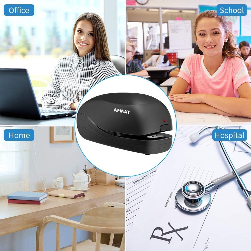 Electric Stapler Desktop, Automatic Staplers for Desk, Portable Stapler, AC or Battery Powered Heavy Duty Stapler, with Reload Reminder & Release Button, 25 Sheets Capacity, Black : Office Products
