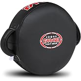 Farabi Sports Round Boxing Pad 100% Genuine Leather Punching Mitts Kick Pad Black Boxing Mitts MMA Muay Thai Taekwondo Kickboxing Training Strike Boxing Pads
