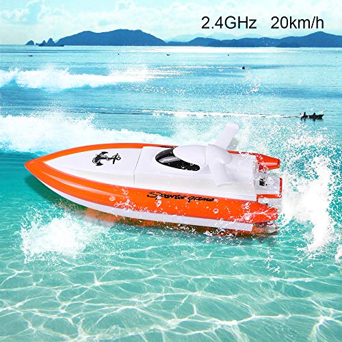 DeXop Remote Rc Boat H800 Rc Boat with High Speed Radio Remote Control Electric Racing Boat for Children, Adults-Orange (Only Works in Water) - Thumbnail 7