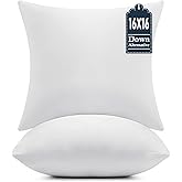 puredown® 16x16 Throw Pillow Inserts Set of 2 – Supportive & Fluffy Down Alternative Pillow Forms for Couch, Sofa & Bed, Indo