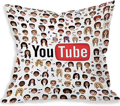 Youtubers Fan Art Collage Square Pillow Case Two Sides (18x18 one side)