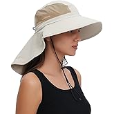 HEARTSING Sun Hat Outdoor with Large-Area Neck Flap, UV Protection Quick-Dry Breathable Fishing Hat for Hiking Garden