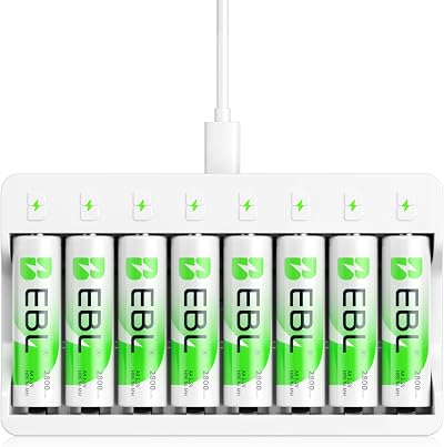 EBL 8x 2800mAh AA Rechargeable Batteries & Fast Charger with LED