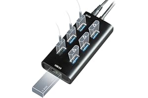 Rebuff Reality 7 Port USB Hub – Powered Dongle USB 3.0 Hub for Gaming – Stable Connection & Lag-Free for Mouse, Keyboard, Hea
