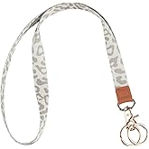 Knagsfa Lanyards for Keys, Neck Lanyards for ID Badges with Metal Hook, Cute Keychain Lanyard for Women, Apricot Leopard