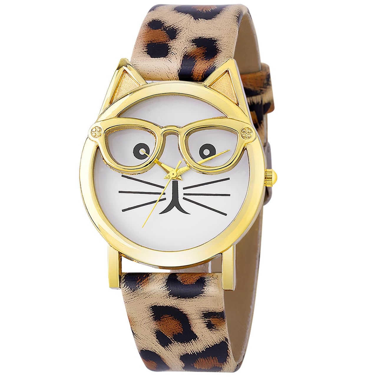 Hemobllo Kids Sports Watch for Boys Girls Cartoon Cat Pattern Pu Strap Children S Wristwatch 9.06In Durable Quartz Watch Gift for Kids
