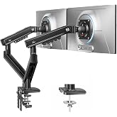 HUANUO FlowLift Pro Dual Monitor Mount for 13&ndash;27" Screens, MechaSpring Monitor Stand, Adjustable Monitor Arms for 2 Monitors with Tilt/Swivel/Rotation, Tool-Free VESA Mount, Max Load 15.4 lbs